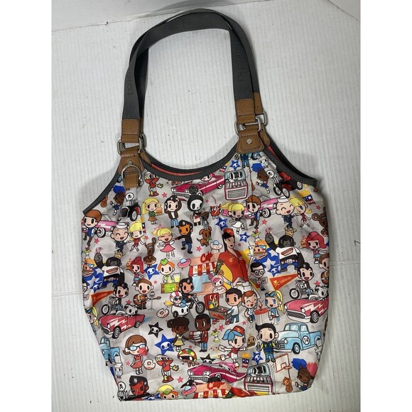 Tokidoki Allover Print Shoulder Bag Tote With Neon Lining - Picture 1 of 10